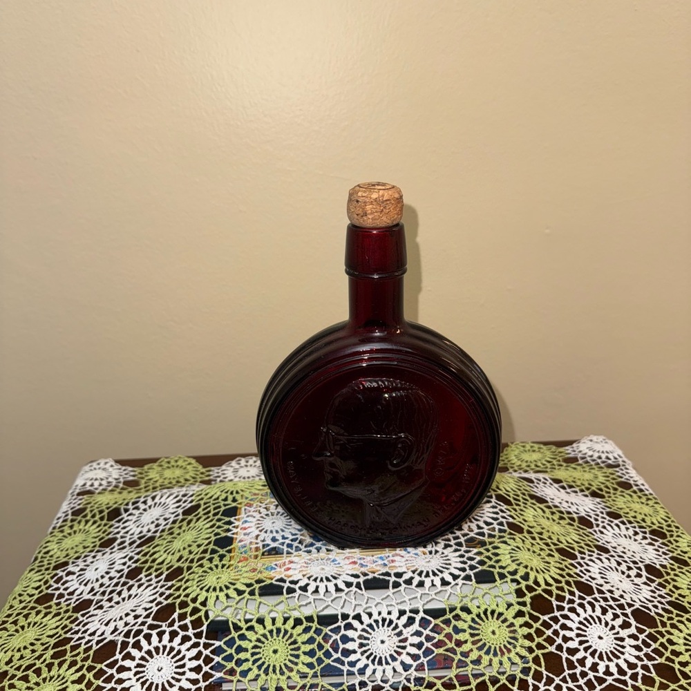 Source Unknown Deep Red Glass Art Bottle